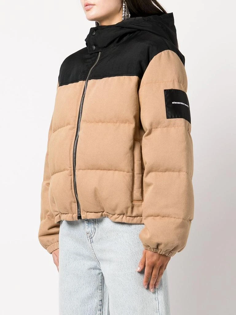 商品Alexander Wang|ALEXANDER WANG COLORBLOCK HOODED PUFFER JACKET,价格¥2626,第1张图片