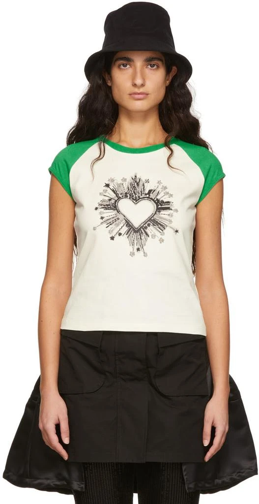 商品We11done|Off-White & Green Cotton T-Shirt,价格¥767,第1张图片