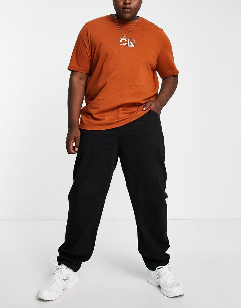 Calvin Klein Big & Tall graphic box logo t-shirt in rust商品第3张图片规格展示