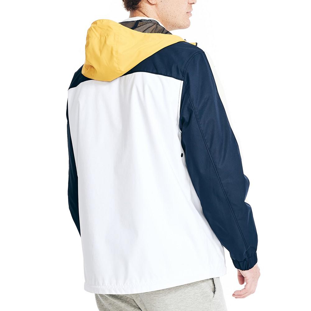 Men's Quarter-Zip Colorblocked Hooded Anorak Jacket商品第2张图片规格展示