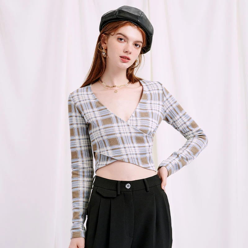 商品[国内直发] Petite Studio NYC|Bonnie上衣 - 蓝色格纹 | Bonnie Top - Blue Plaid,价格¥231,第1张图片