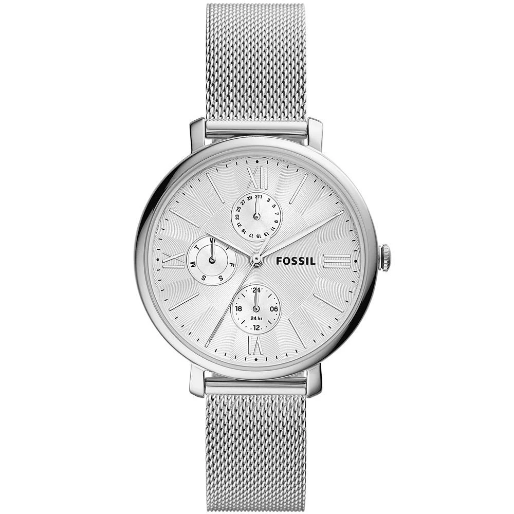 商品Fossil|Women's Jaqueline silver tone multifunction movement, mesh bracelet watch 38mm,价格¥954,第1张图片