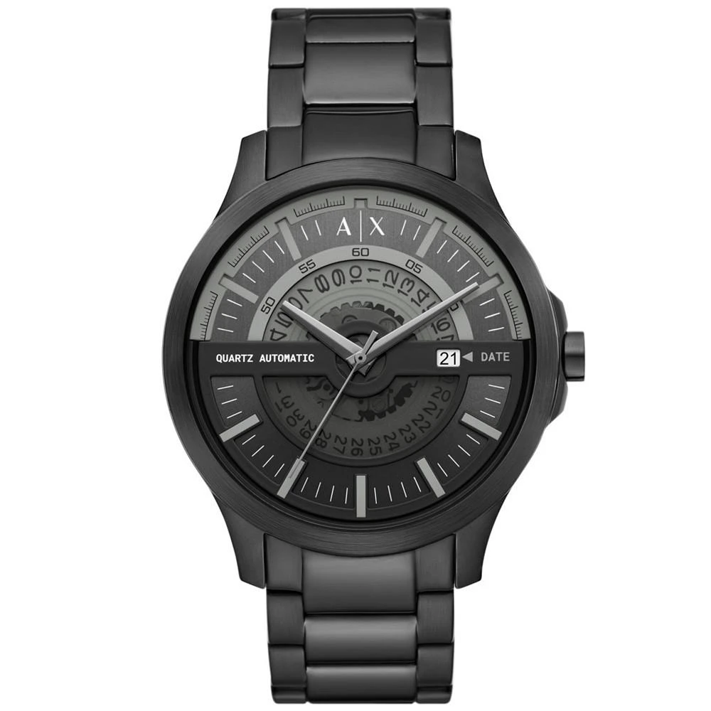 商品Armani Exchange|Men's Automatic Quartz Three-Hand Date Black Stainless Steel Bracelet Watch, 46mm,价格¥1010,第1张图片