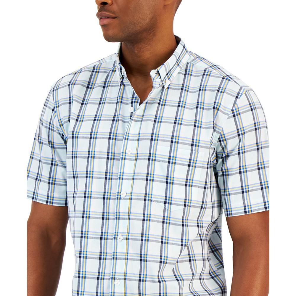 Men's Zac Plaid Poplin Woven Short-Sleeve Shirt, Created for Macy's商品第3张图片规格展示