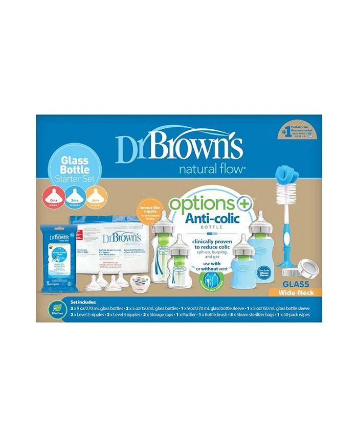 商品Dr. Brown's|Options + Wide-Neck Glass Baby Bottle Starter Set, 20 Pieces,价格¥576,第2张图片详细描述