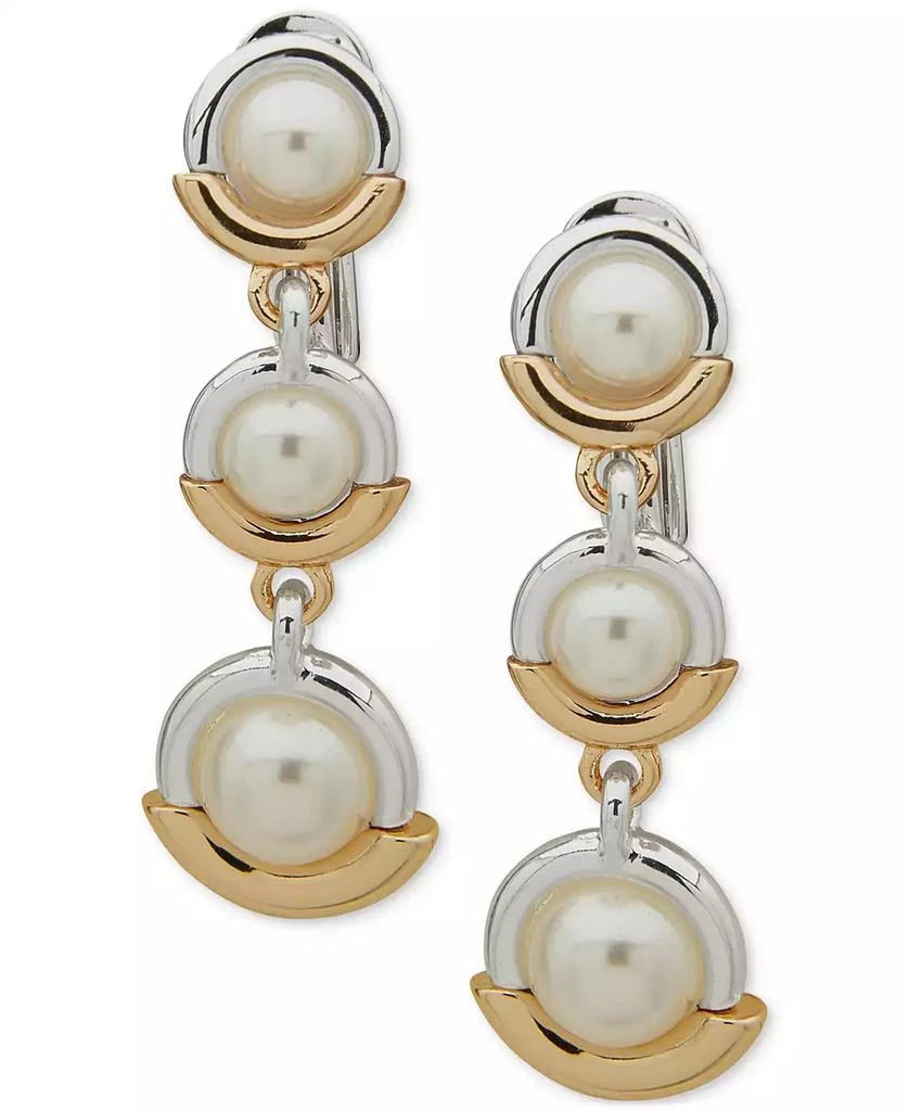 商品Anne Klein|Two-Tone Imitation Pearl Ring Clip-On Triple Drop Earrings,价格¥81,第1张图片