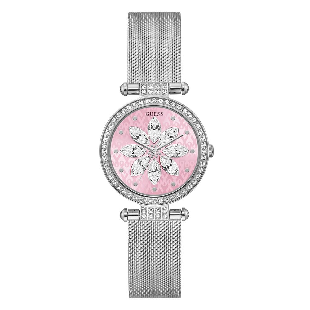 Women's Glitz Silver-tone Stainless Steel Mesh Watch 32mm商品第1张图片规格展示