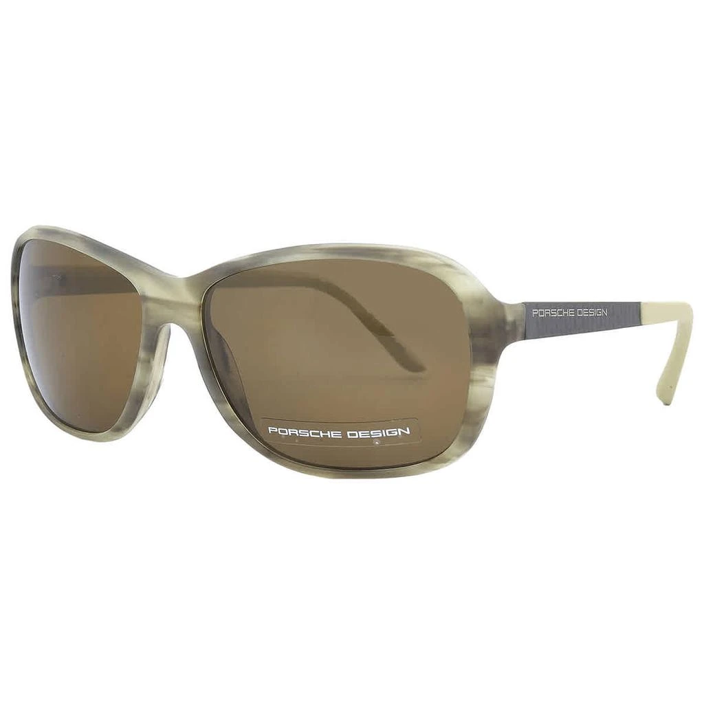 商品Porsche Design|Porsche Design Brown Rectangular Unisex Sunglasses P8558 D 65,价格¥537,第3张图片详细描述