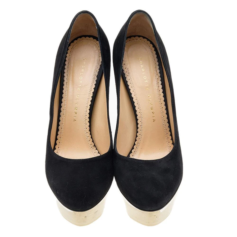 商品[二手商品] Charlotte Olympia|Charlotte Olympia Black Suede Dolly Platform Pumps Size 37.5,价格¥1478,第3张图片详细描述