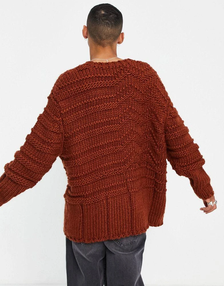 商品ASOS|ASOS DESIGN hand knit look rib jumper in dark brown,价格¥330,第2张图片详细描述