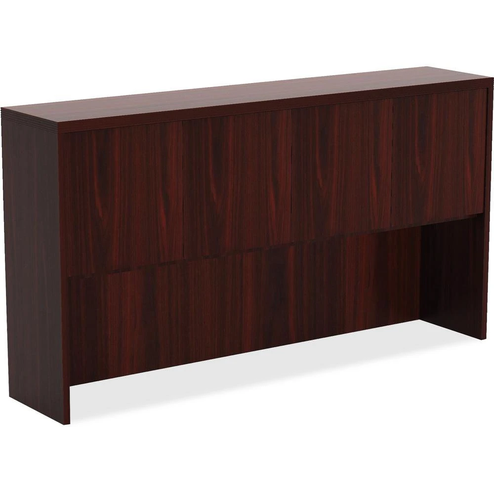商品Lorell|Chateau Series Hutch - 70.9" x 14.8"36.5" Hutch, 1.5" Top - 4 Door(s) - Reeded Edge - Material: P2 Particleboard - Finish: Mahogany, Laminate - Durable - For Office,价格¥5998,第1张图片