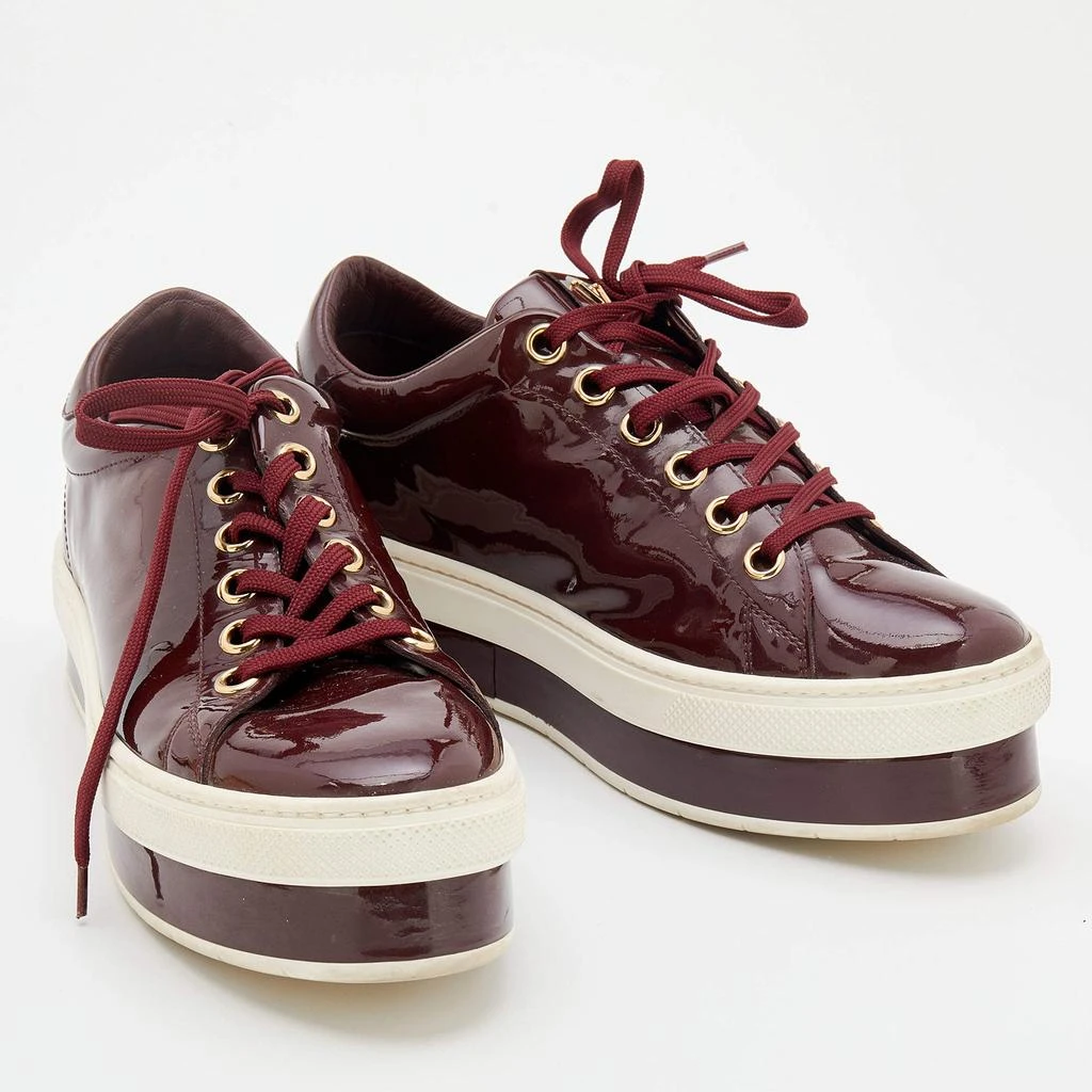 商品[二手商品] Louis Vuitton|Louis Vuitton Burgundy Patent Leather Lace Up Platform Sneakers Size 38,价格¥3063,第4张图片详细描述