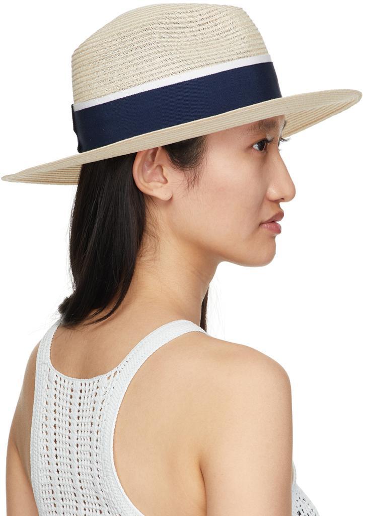 商品MAISON MICHEL|Beige & Navy Henrietta Fedora Hat,价格¥2416,第5张图片详细描述