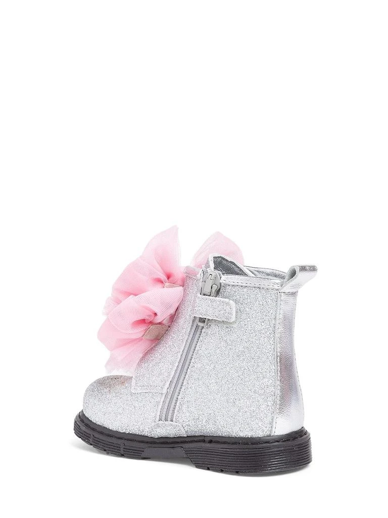 商品MONNALISA|Glittered Zip-up Boots W/ Tulle Bow,价格¥2621,第2张图片详细描述