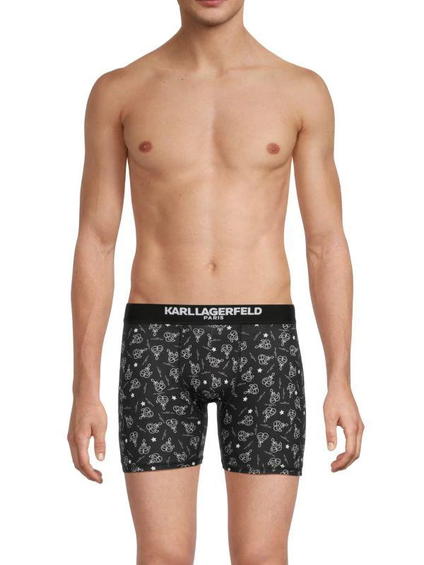 商品Karl Lagerfeld Paris|3-Pack Logo Band Boxer Briefs,价格¥163,第2张图片详细描述