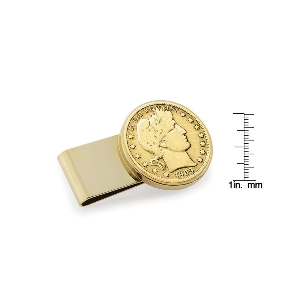 商品American Coin Treasures|Men's Gold-Layered Silver Barber Half Dollar Stainless Steel Coin Money Clip,价格¥658,第2张图片详细描述