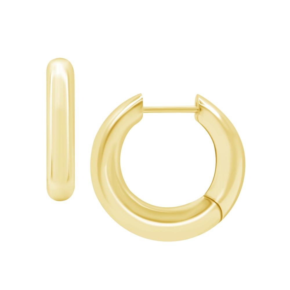 High Polished Thick Puff Hinge Hoop Earring, Gold Plate and Silver Plate商品第1张图片规格展示