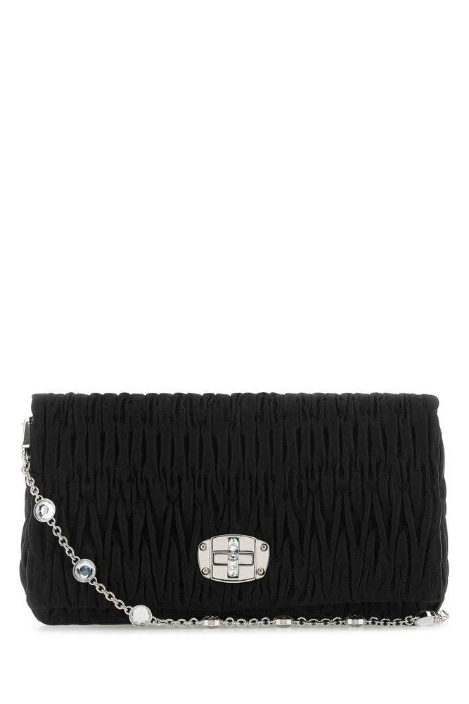 商品Miu Miu|Miu Miu Miu Crystal Fold-Over Shoulder Bag,价格¥9692,第1张图片