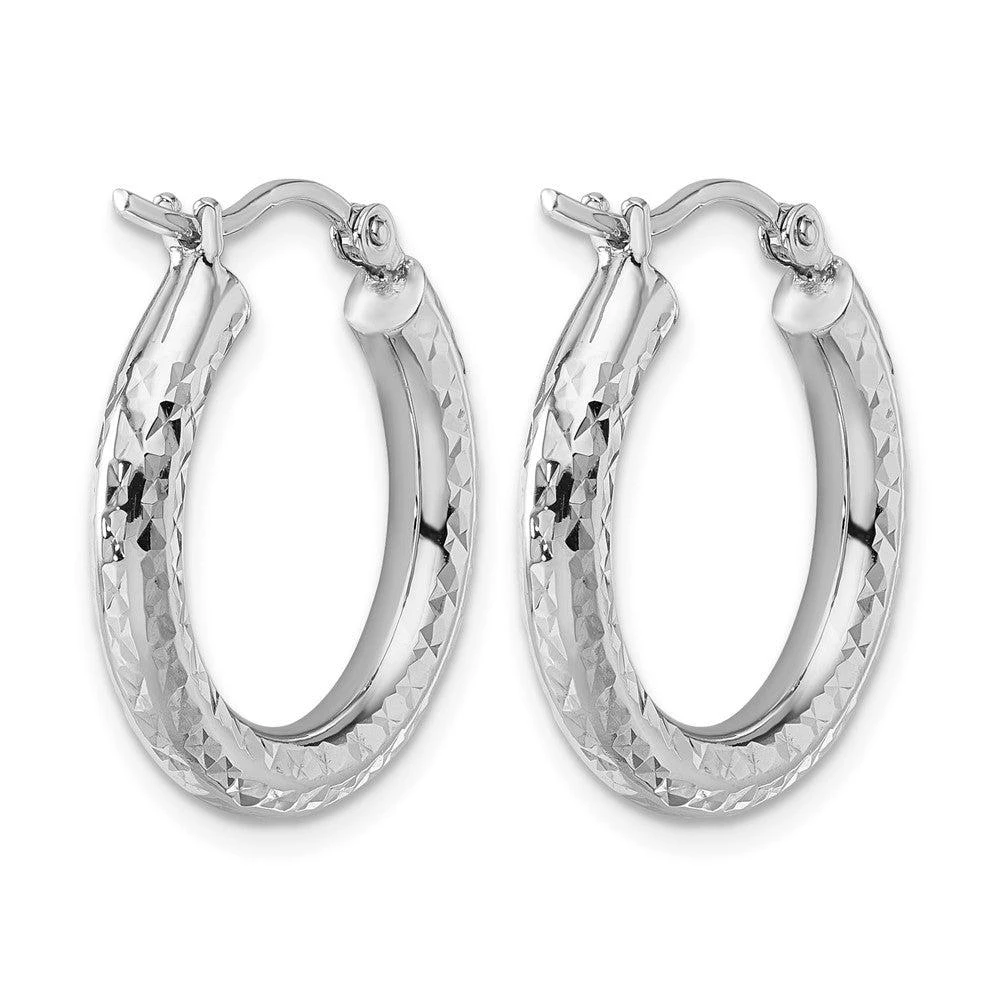 商品Diamond2Deal|14k Gold Diamond-cut 3x20mm Round Hoop Earrings,价格¥3801,第4张图片详细描述