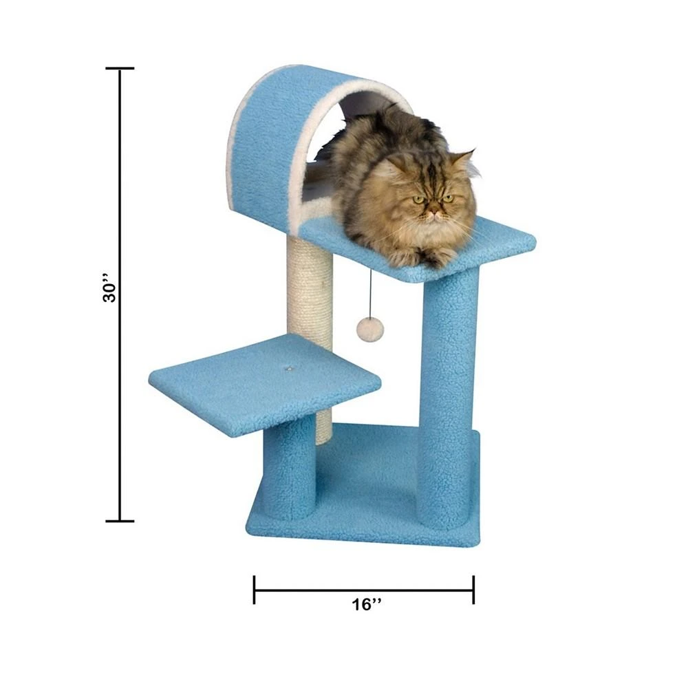 商品Macy's|29" Real Wood Cat Tree With Scratcher and Tunnel for Squeeze, Snoozing & Hiding,价格¥605,第4张图片详细描述