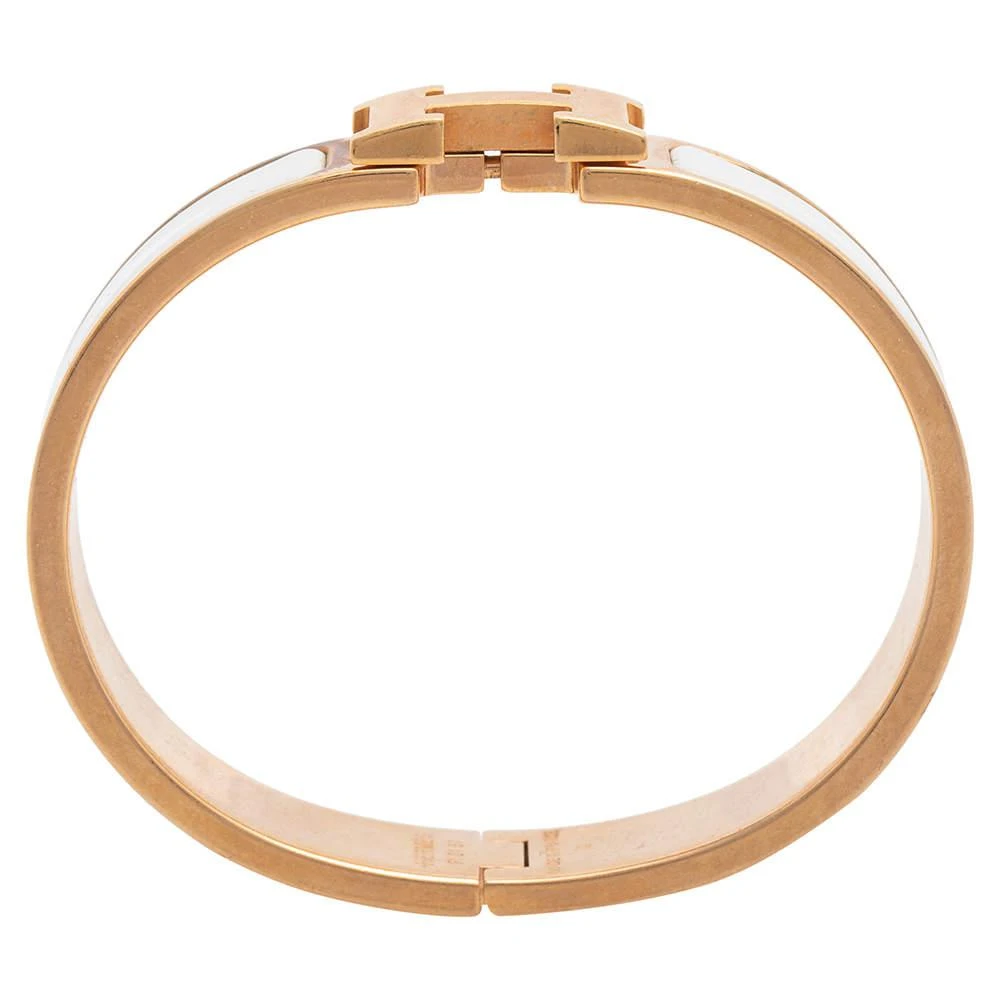 商品[二手商品] Hermes|Hermes White Enamel Gold Plated Clic H Bracelet,价格¥2943,第4张图片详细描述