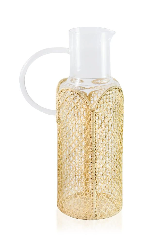 商品MoDA|Moda Domus - Raffia-Lined Glass Pitcher - Neutral - Moda Operandi,价格¥607,第1张图片