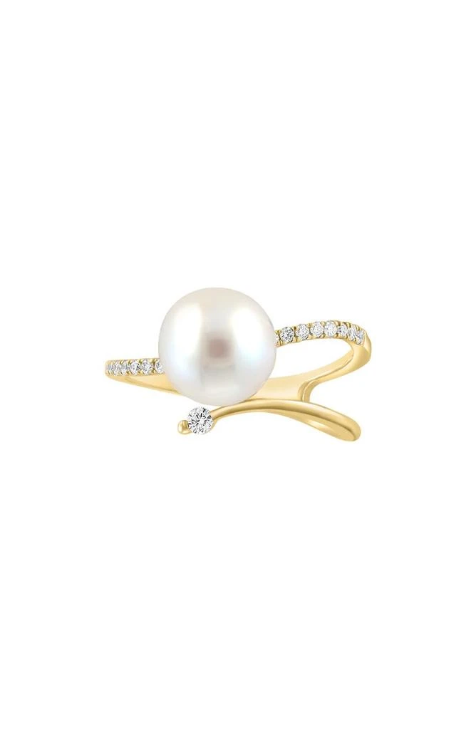 商品Effy|14K Yellow Gold Diamond & Freshwater Pearl Open Ring - 0.22 ctw,价格¥4083,第3张图片详细描述