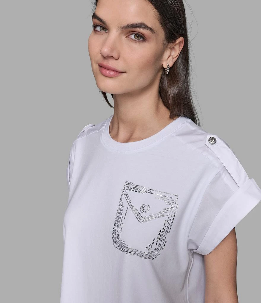 商品Karl Lagerfeld Paris|TEE WITH BUTTON EPAULE,价格¥388,第5张图片详细描述