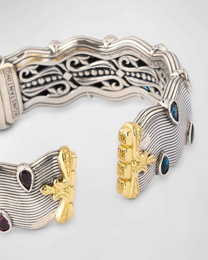 商品Konstantino|Silver and Gold Bracelet with Rhodolite and London Blue Topaz,价格¥21003,第3张图片详细描述