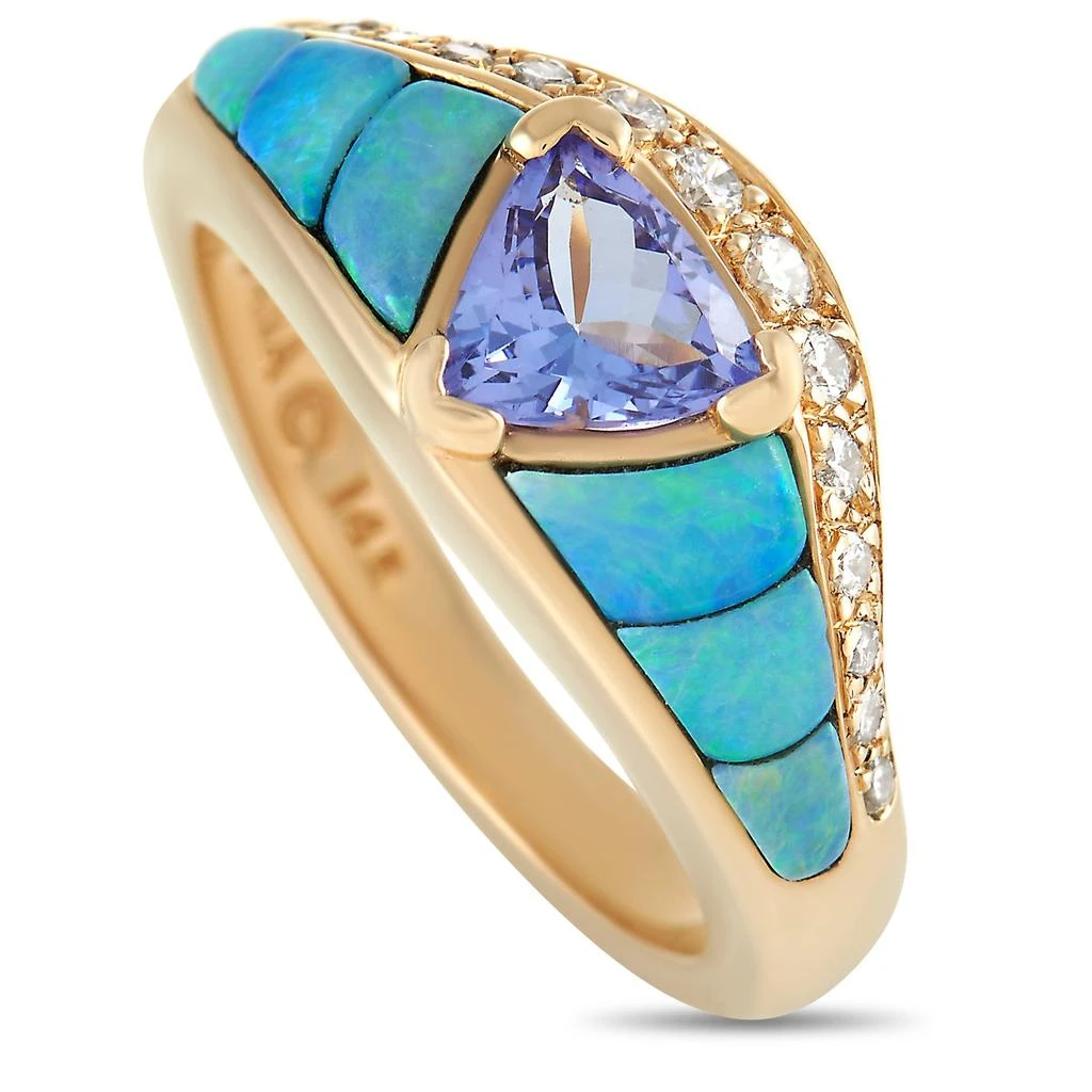 商品Kabana|Kabana 14K Yellow Gold 0.20 ct Diamond, Tanzanite, and Inlaid Opal Ring,价格¥12645,第1张图片