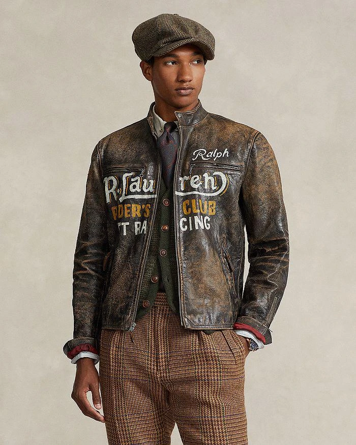 商品Ralph Lauren|Leather Hand Painted Café Racer Jacket,价格¥9543,第1张图片详细描述