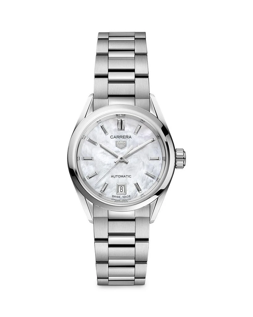 商品TAG Heuer|Carrera Stainless Steel and White Mother of Pearl Automatic Dial Watch, 29mm,价格¥19835,第1张图片