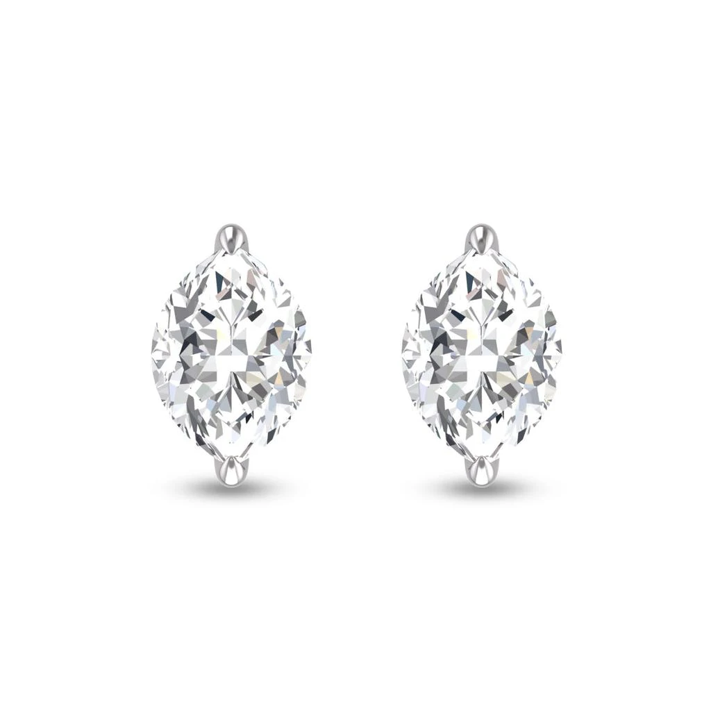 商品SSELECTS|Lab Grown 1/2 Carat Marquise Solitaire Diamond Earrings In 14k White Gold,价格¥6290,第1张图片