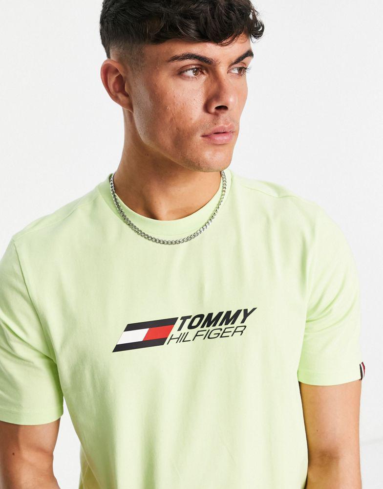 Tommy Hilfiger Performance essentials cotton big logo t-shirt in yellow - YELLOW商品第2张图片规格展示