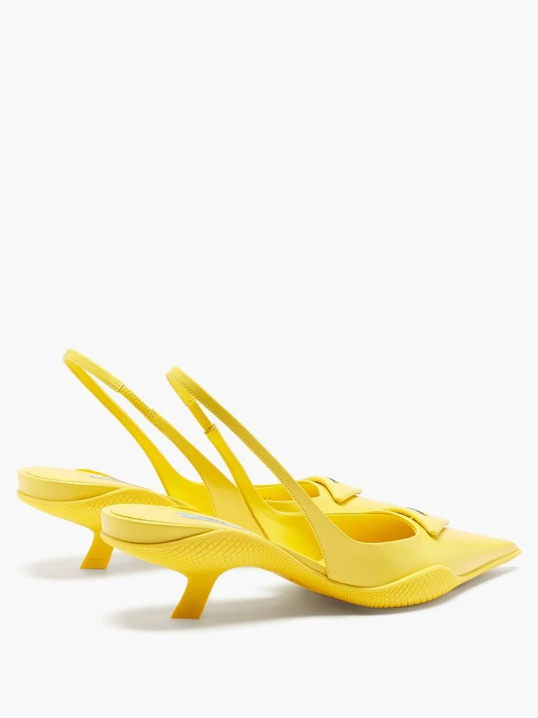 商品Prada|Triangle logo-plaque leather slingback pumps,价格¥4260,第4张图片详细描述