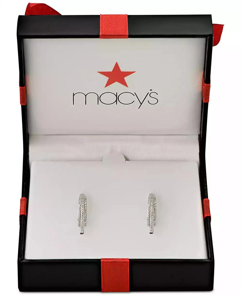 商品Macy's|Diamond Triple Hoop Earrings (1/10 ct. t.w.) in Sterling Silver,价格¥352,第2张图片详细描述
