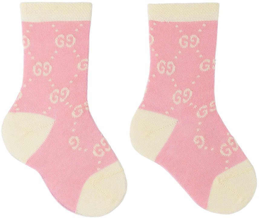 商品Gucci|Baby Pink & Off-White GG Socks,价格¥650,第1张图片