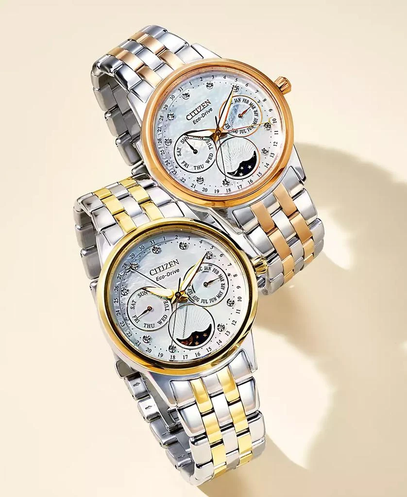 商品Citizen|Women's Eco-Drive Calendrier Diamond Accent Two-Tone Stainless Steel Bracelet Watch 37mm,价格¥2634,第3张图片详细描述