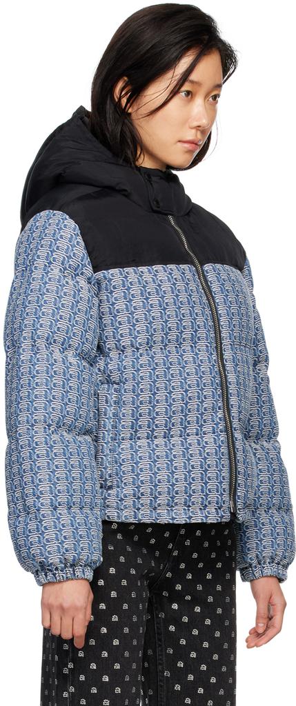 Blue Colorblock Puffer Jacket商品第2张图片规格展示