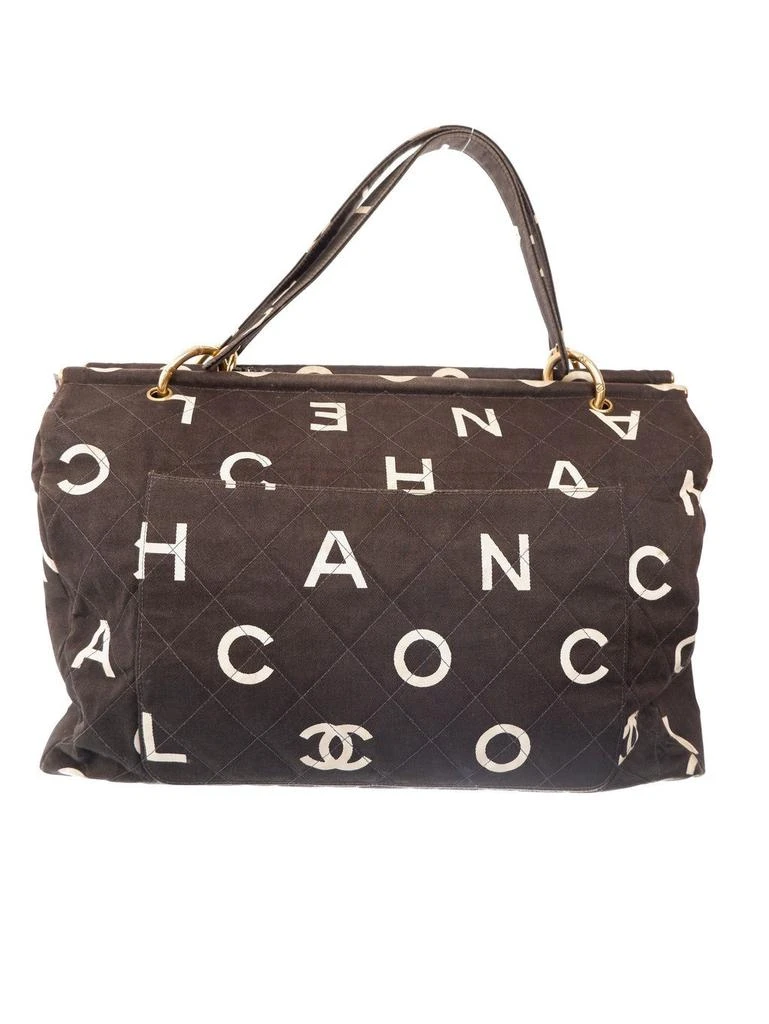 商品[二手商品] Chanel|Chanel Logo Canvas Black and White Tote Bag,价格¥27625,第1张图片