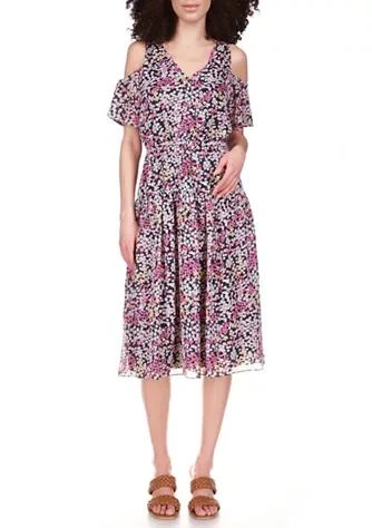 商品Michael Kors|Michael Kors Womens Cami Mini Floral Tie Front Satin Midi Dress,价格¥395,第1张图片