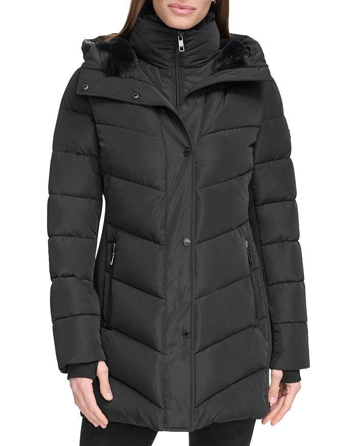 商品Calvin Klein|Faux Fur Trim Puffer Coat,价格¥1064,第1张图片