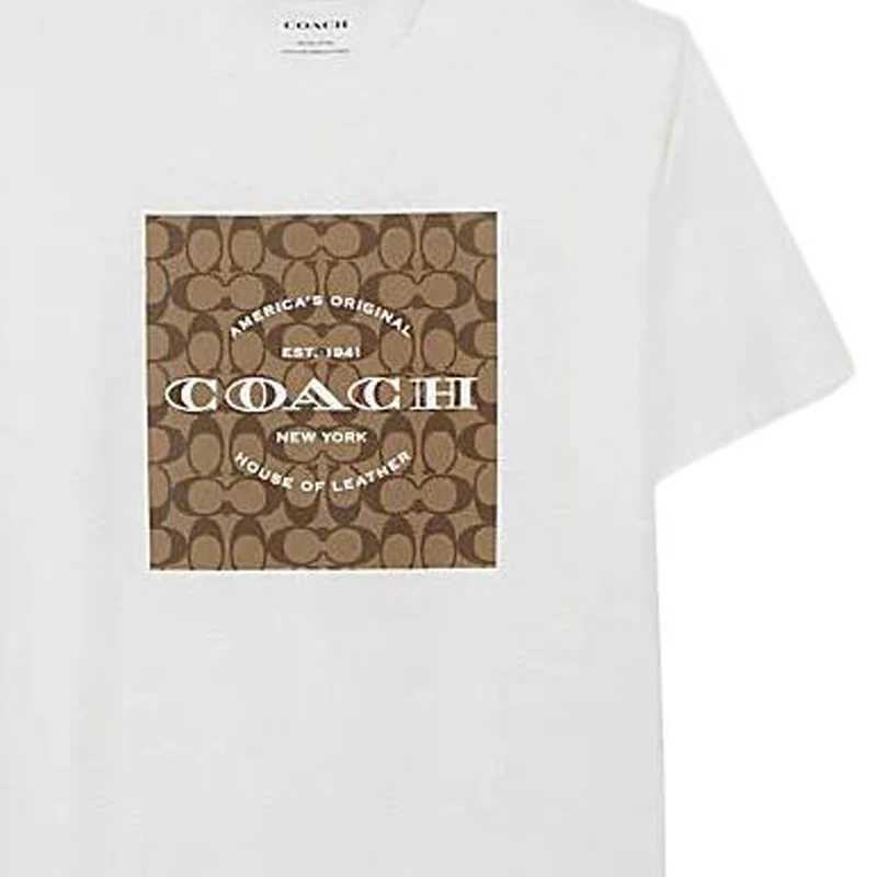 商品[国内直发] Coach|蔻驰 SS24 字母印花圆领套头短袖T恤 男款 白色,价格¥891,第7张图片详细描述