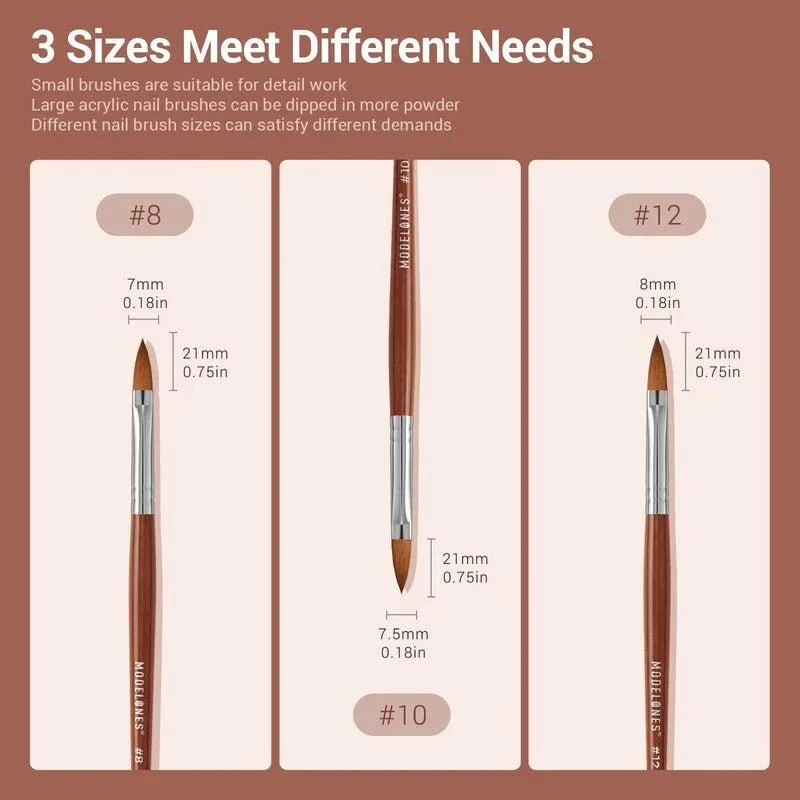 商品[国内直发] MODELONES|Acrylic Nail Brush Trio,价格¥110,第2张图片详细描述
