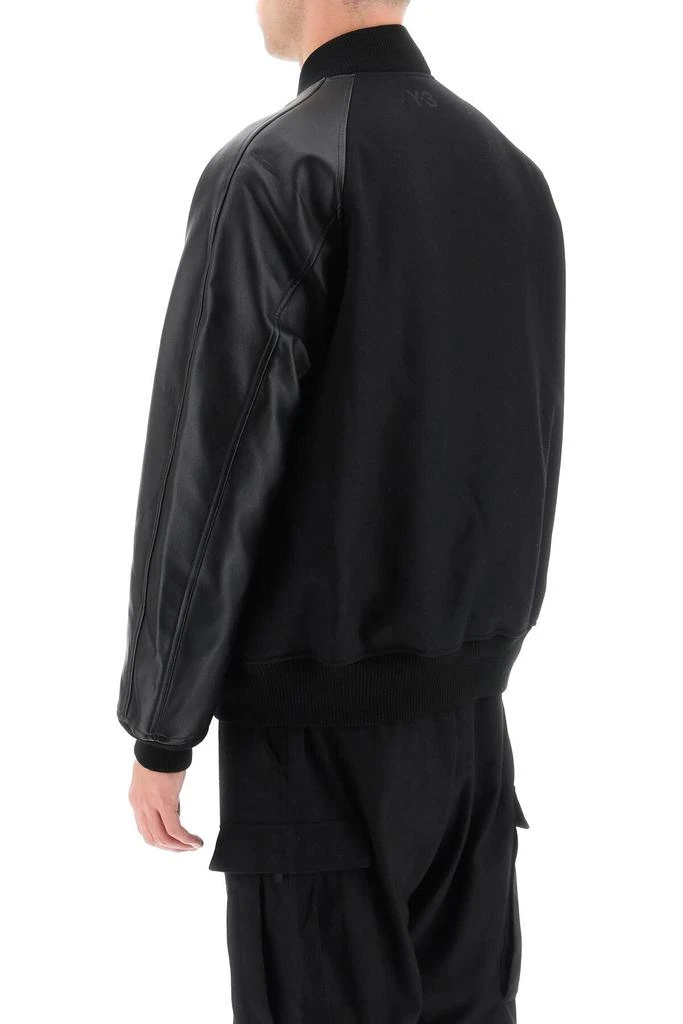 商品Y-3|PADDED WOOL BLEND AND FAUX LEATHER BOMBER JACKET,价格¥2486,第4张图片详细描述