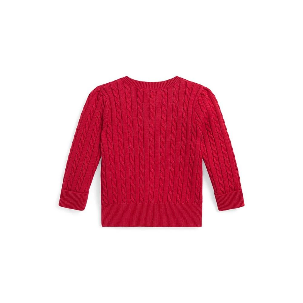 商品Ralph Lauren|Baby Girls Polo Bear Mini Cable Cotton Cardigan,价格¥166,第2张图片详细描述