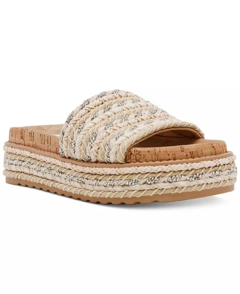 商品Steve Madden|Women's Bellar Raffia Platform Footbed Slide Sandals,价格¥742,第1张图片