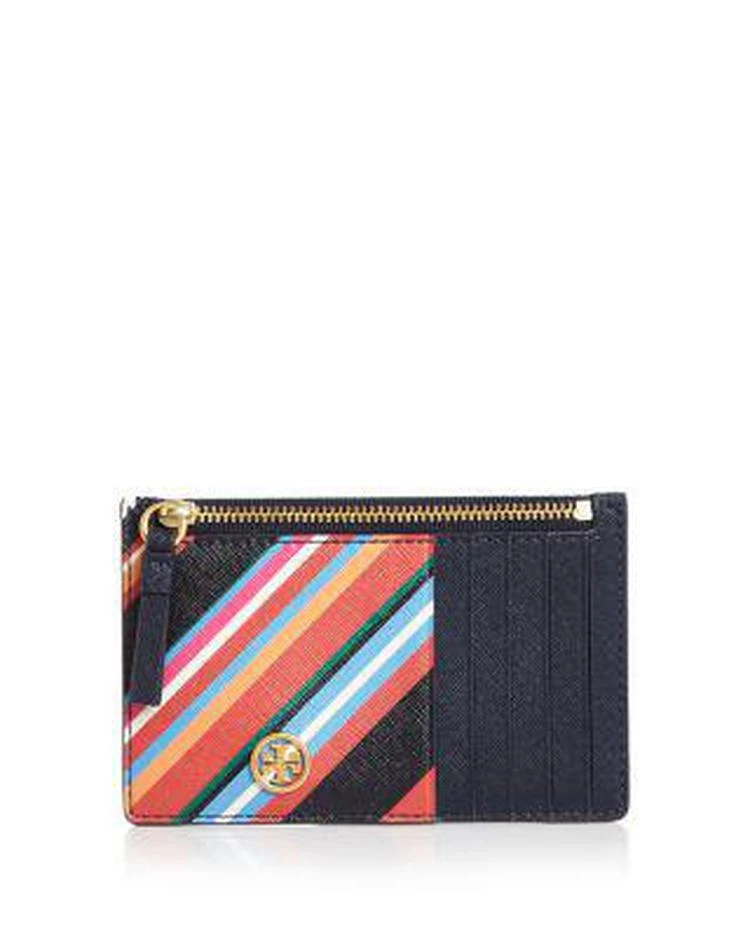 商品Tory Burch|Robinson Striped Zip Leather Slim Card Case,价格¥620,第1张图片