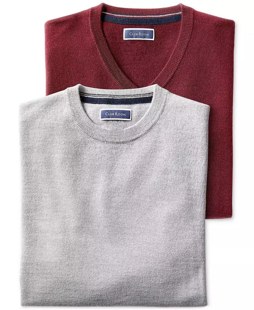 商品Club Room|Men's Solid V-Neck Merino Wool Blend Sweater, Created for Macy's,价格¥143,第2张图片详细描述
