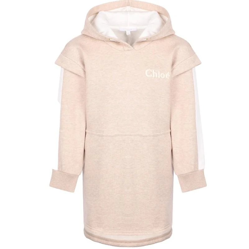 商品Chloé|Logo hooded sweatshirt dress in light beige,价格¥1221,第1张图片